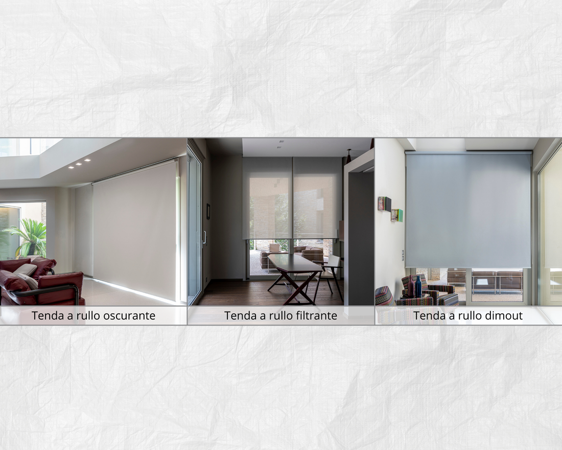 Qual è la differenza tra una tenda a rullo filtrante, oscurante o dimout?